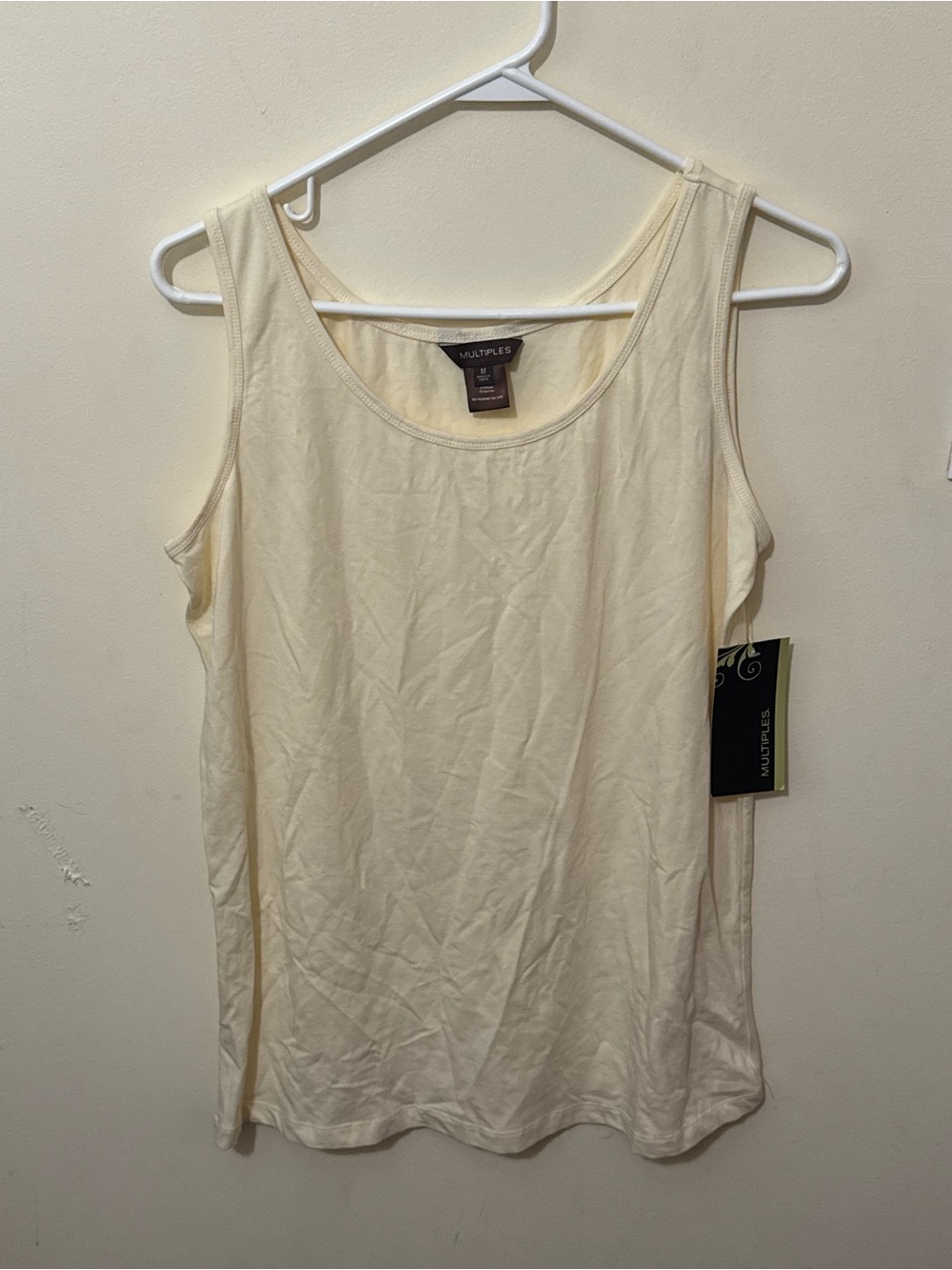 Multiples Cream Scoop Neck Sleeveless Tank